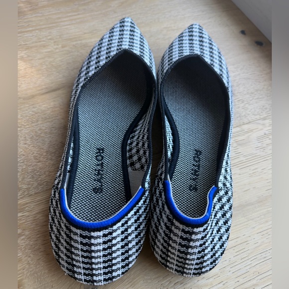 Rothy’s Picnic Point Flat Gingham Black and Whitr Size 11 - Picture 2 of 7